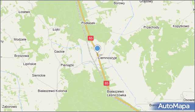 mapa Ciemnoszyje, Ciemnoszyje na mapie Targeo
