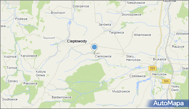 mapa Cienkowice, Cienkowice na mapie Targeo