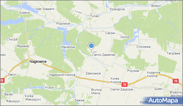 mapa Cierno-Żabieniec, Cierno-Żabieniec na mapie Targeo