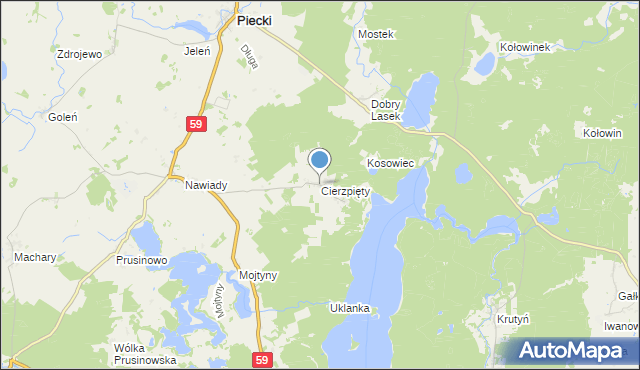 mapa Cierzpięty, Cierzpięty gmina Piecki na mapie Targeo