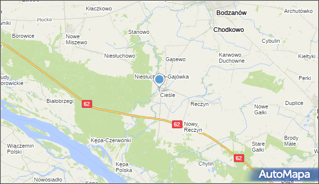 mapa Cieśle, Cieśle gmina Bodzanów na mapie Targeo