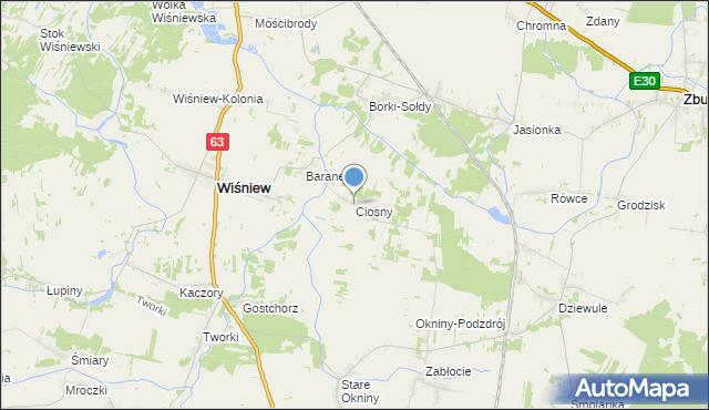 mapa Ciosny, Ciosny gmina Wiśniew na mapie Targeo