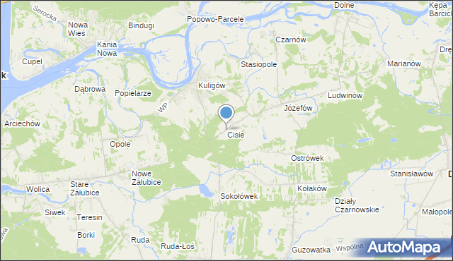 mapa Cisie, Cisie gmina Dąbrówka na mapie Targeo