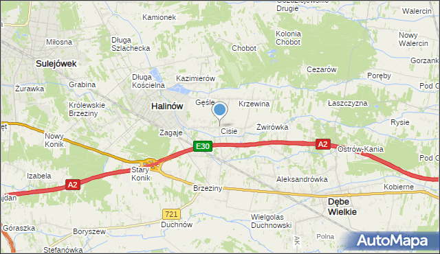 mapa Cisie, Cisie gmina Halinów na mapie Targeo