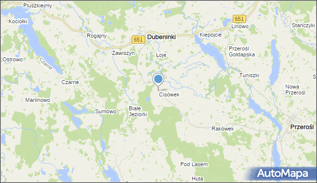 mapa Cisówek, Cisówek gmina Dubeninki na mapie Targeo