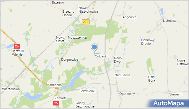 mapa Cołdanki, Cołdanki na mapie Targeo