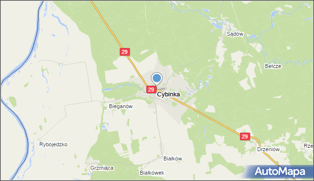 mapa Cybinka, Cybinka na mapie Targeo