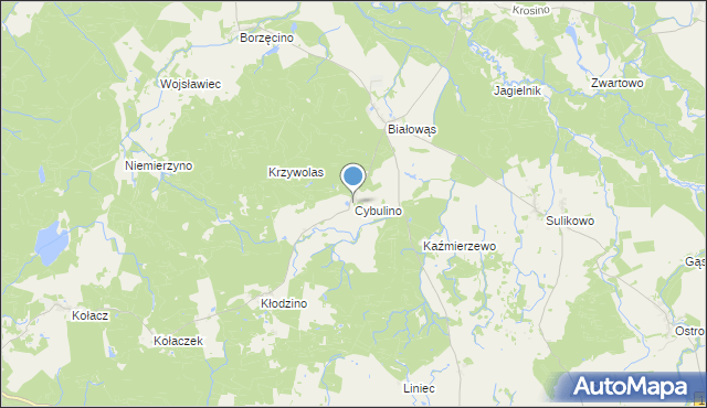 mapa Cybulino, Cybulino gmina Barwice na mapie Targeo