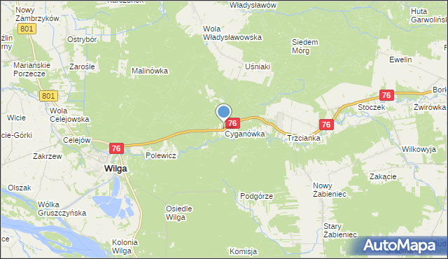 mapa Cyganówka, Cyganówka gmina Wilga na mapie Targeo