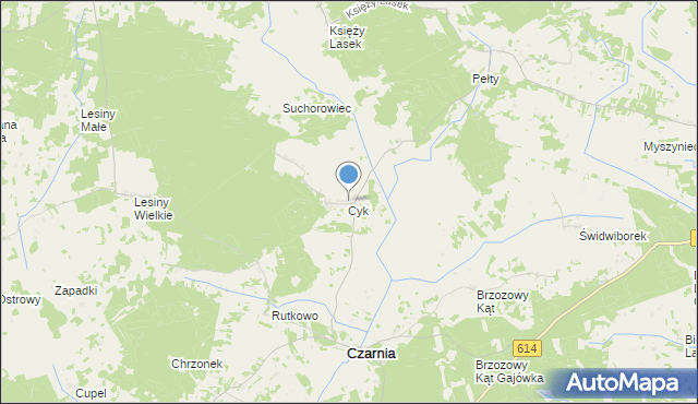 mapa Cyk, Cyk gmina Czarnia na mapie Targeo