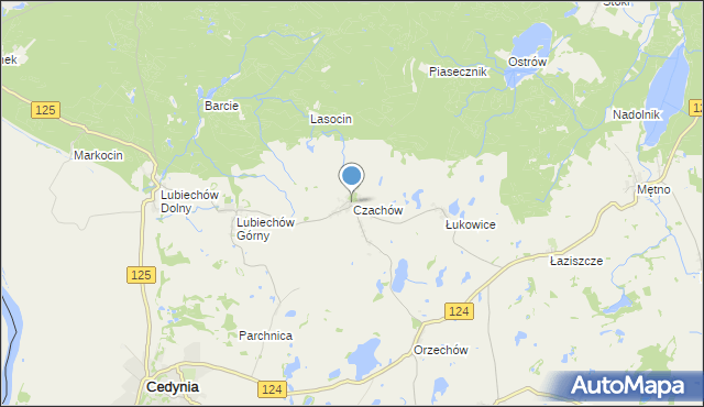 mapa Czachów, Czachów gmina Cedynia na mapie Targeo