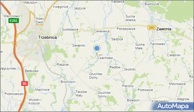 mapa Czachowo, Czachowo gmina Zawonia na mapie Targeo