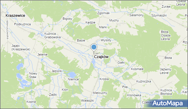 mapa Czajków, Czajków powiat ostrzeszowski na mapie Targeo