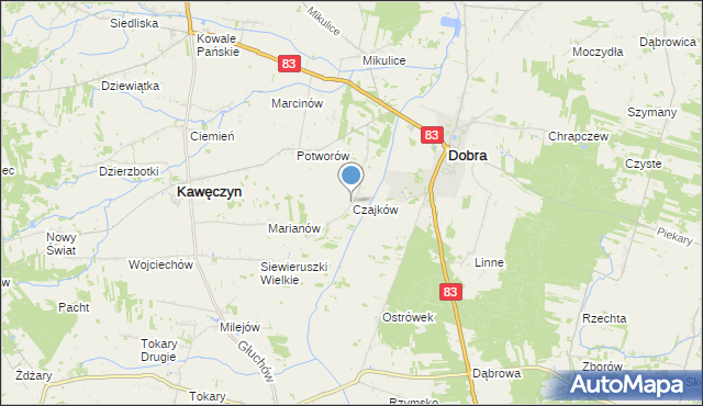 mapa Czajków, Czajków gmina Dobra na mapie Targeo