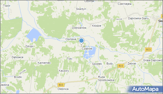 mapa Czajków, Czajków gmina Wodynie na mapie Targeo