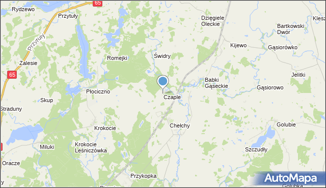 mapa Czaple, Czaple gmina Ełk na mapie Targeo