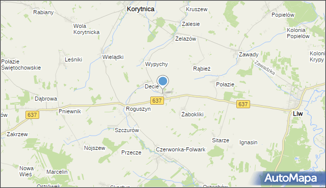 mapa Czaple, Czaple gmina Korytnica na mapie Targeo