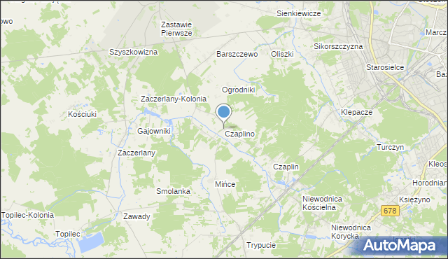 mapa Czaplino, Czaplino gmina Choroszcz na mapie Targeo