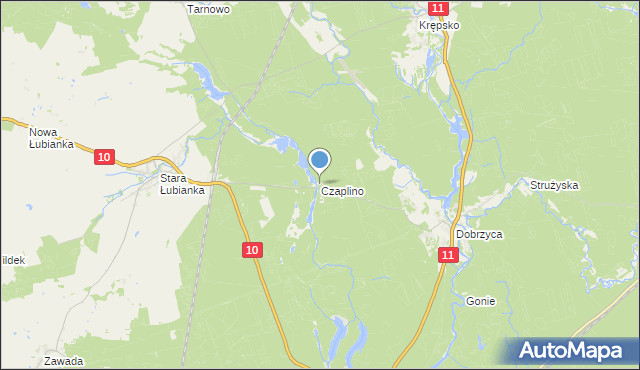 mapa Czaplino, Czaplino gmina Szydłowo na mapie Targeo