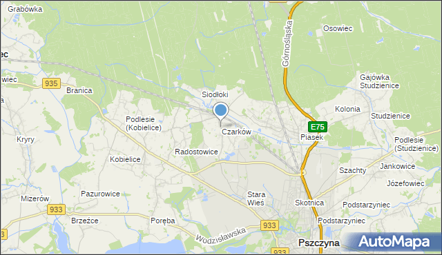 mapa Czarków, Czarków gmina Pszczyna na mapie Targeo