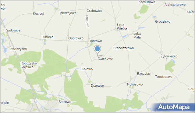 mapa Czarkowo, Czarkowo gmina Poniec na mapie Targeo