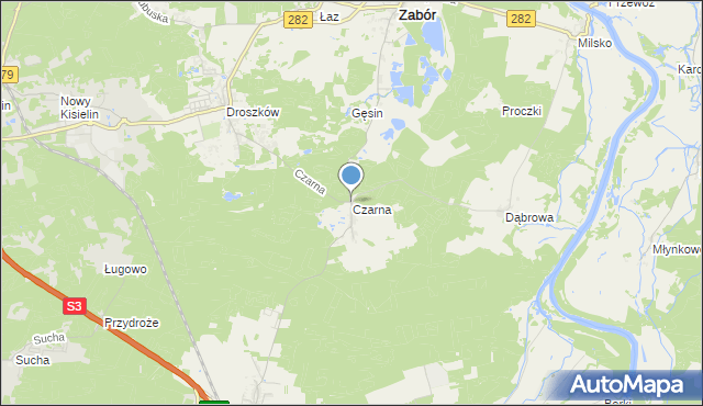 mapa Czarna, Czarna gmina Zabór na mapie Targeo