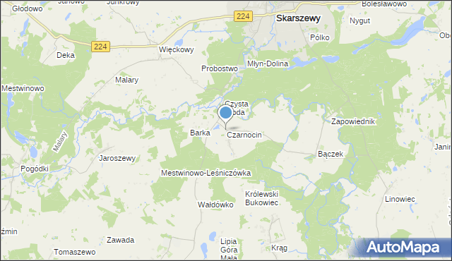 mapa Czarnocin, Czarnocin gmina Skarszewy na mapie Targeo