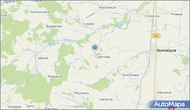 mapa Czarnolas, Czarnolas gmina Skoroszyce na mapie Targeo