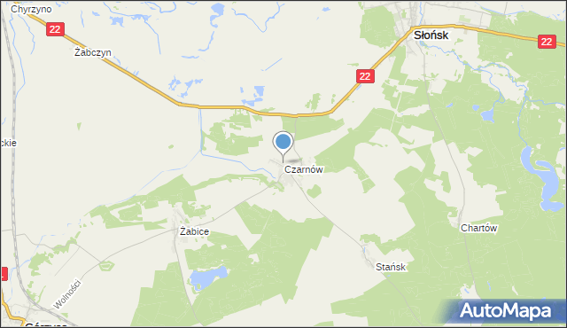 mapa Czarnów, Czarnów gmina Górzyca na mapie Targeo