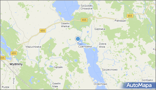 mapa Czarnówka, Czarnówka gmina Wydminy na mapie Targeo