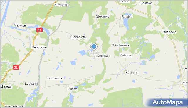 mapa Czarnówko, Czarnówko gmina Widuchowa na mapie Targeo