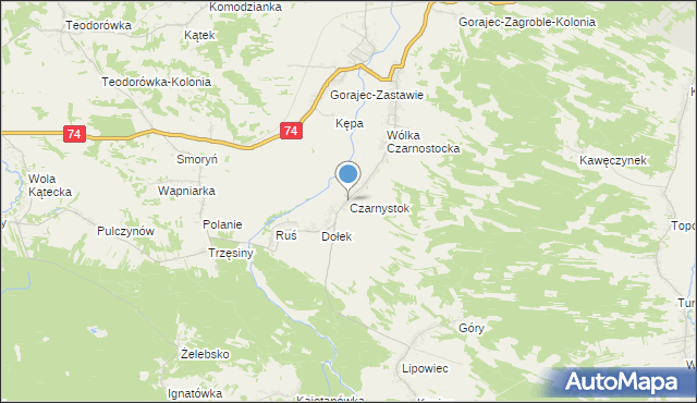 mapa Czarnystok, Czarnystok gmina Radecznica na mapie Targeo