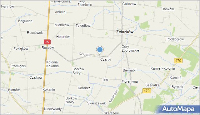 mapa Czartki, Czartki gmina Żelazków na mapie Targeo