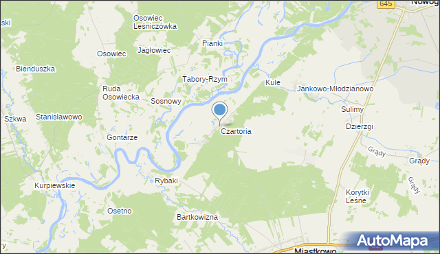 mapa Czartoria, Czartoria gmina Miastkowo na mapie Targeo
