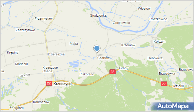 mapa Czartów, Czartów na mapie Targeo