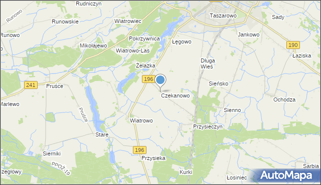 mapa Czekanowo, Czekanowo gmina Wągrowiec na mapie Targeo