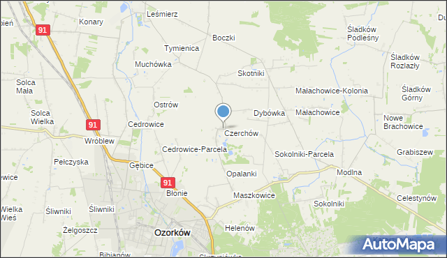 mapa Czerchów, Czerchów na mapie Targeo