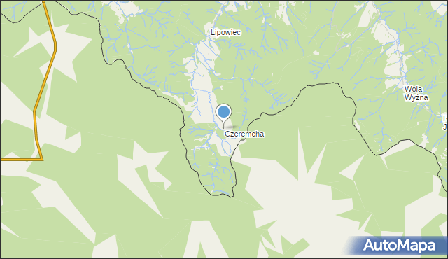 mapa Czeremcha, Czeremcha gmina Jaśliska na mapie Targeo