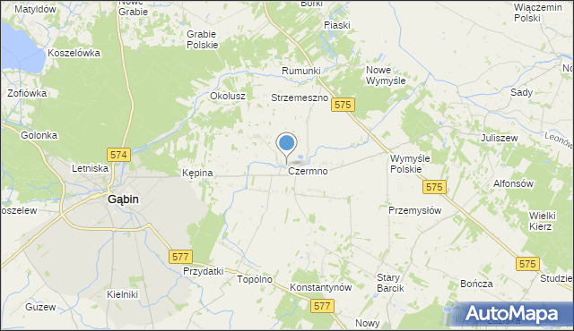 mapa Czermno, Czermno gmina Gąbin na mapie Targeo