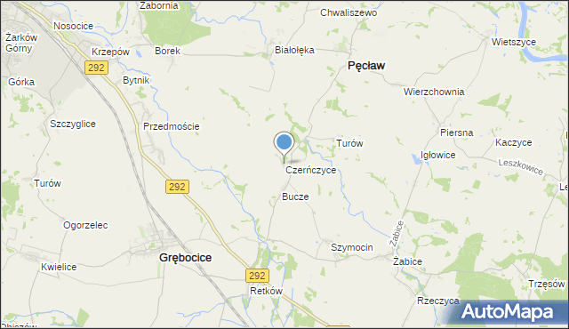 mapa Czerńczyce, Czerńczyce gmina Grębocice na mapie Targeo