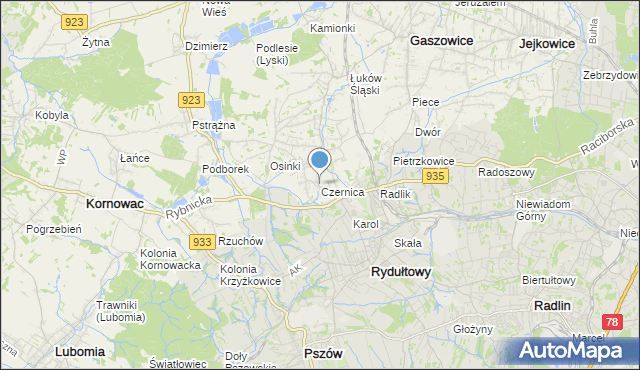 mapa Czernica, Czernica gmina Gaszowice na mapie Targeo