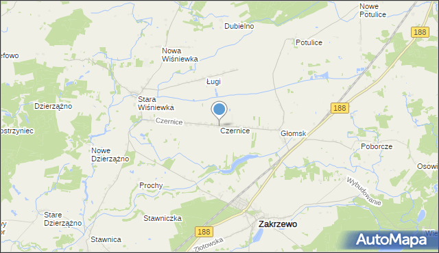 mapa Czernice, Czernice gmina Zakrzewo na mapie Targeo