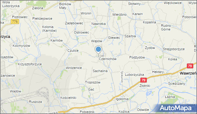 mapa Czernichów, Czernichów gmina Koniusza na mapie Targeo