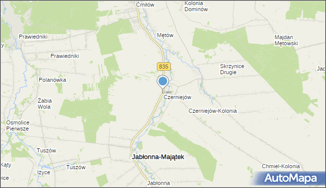 mapa Czerniejów, Czerniejów gmina Jabłonna na mapie Targeo