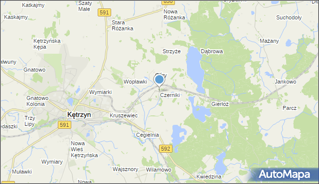 mapa Czerniki, Czerniki gmina Kętrzyn na mapie Targeo