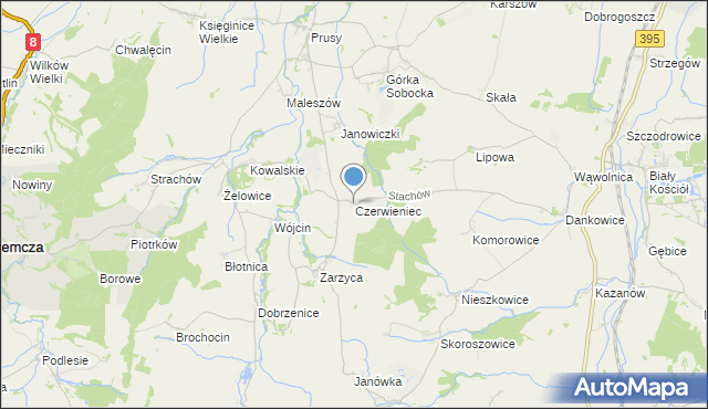 mapa Czerwieniec, Czerwieniec gmina Kondratowice na mapie Targeo