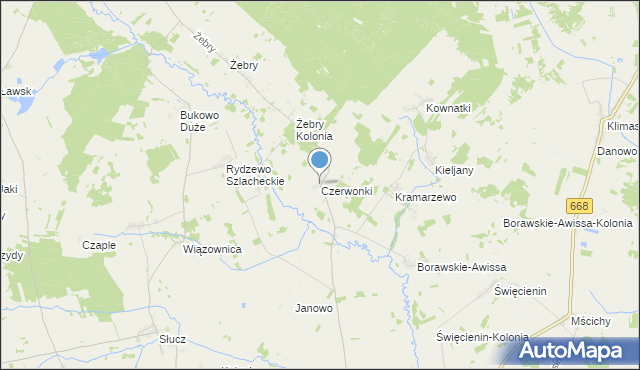 mapa Czerwonki, Czerwonki gmina Radziłów na mapie Targeo