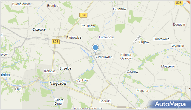 mapa Czesławice, Czesławice gmina Nałęczów na mapie Targeo