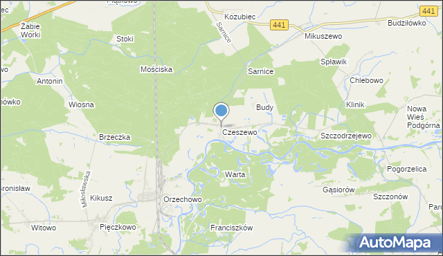 mapa Czeszewo, Czeszewo gmina Miłosław na mapie Targeo