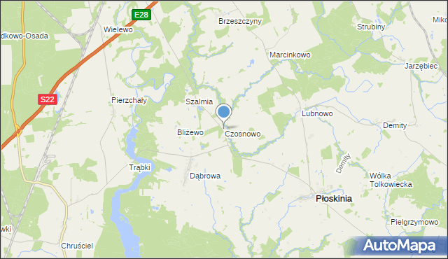 mapa Czosnowo, Czosnowo na mapie Targeo